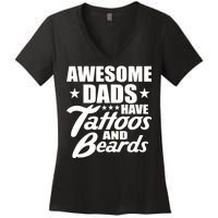 Awesome Dads Have Tattoos And Beards Women's V-Neck T-Shirt