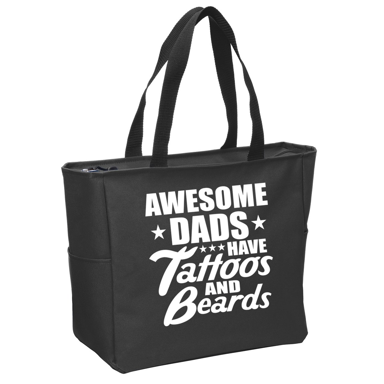 Awesome Dads Have Tattoos And Beards Zip Tote Bag