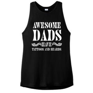 Awesome Dads Have Tattoos And Beards Funny Ladies PosiCharge Tri-Blend Wicking Tank