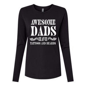 Awesome Dads Have Tattoos And Beards Funny Womens Cotton Relaxed Long Sleeve T-Shirt