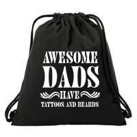 Awesome Dads Have Tattoos And Beards Funny Drawstring Bag