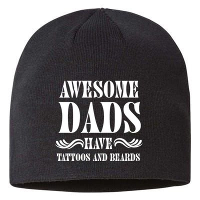 Awesome Dads Have Tattoos And Beards Funny Sustainable Beanie