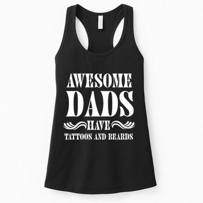 Awesome Dads Have Tattoos And Beards Funny Womens Tank Top