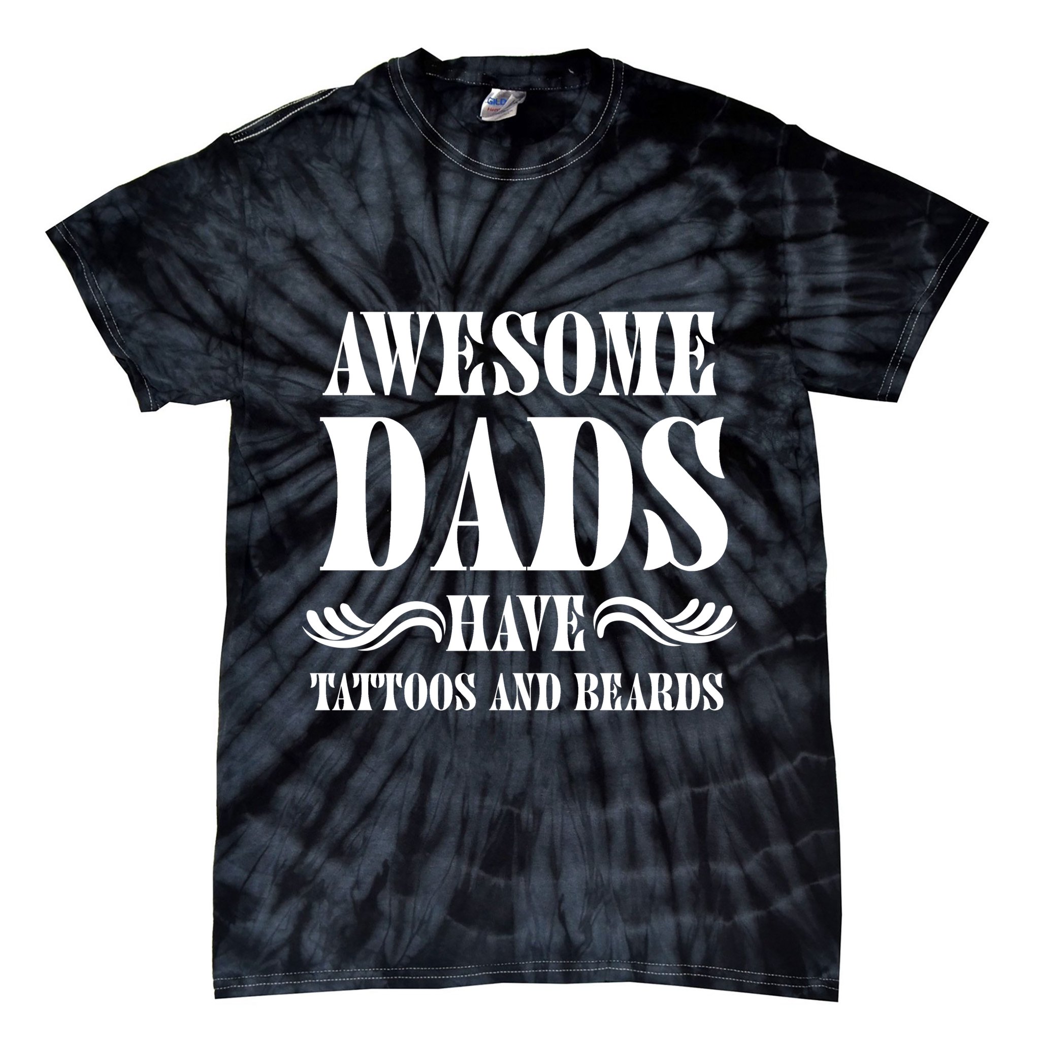 Awesome Dads Have Tattoos And Beards Funny Tie-Dye T-Shirt