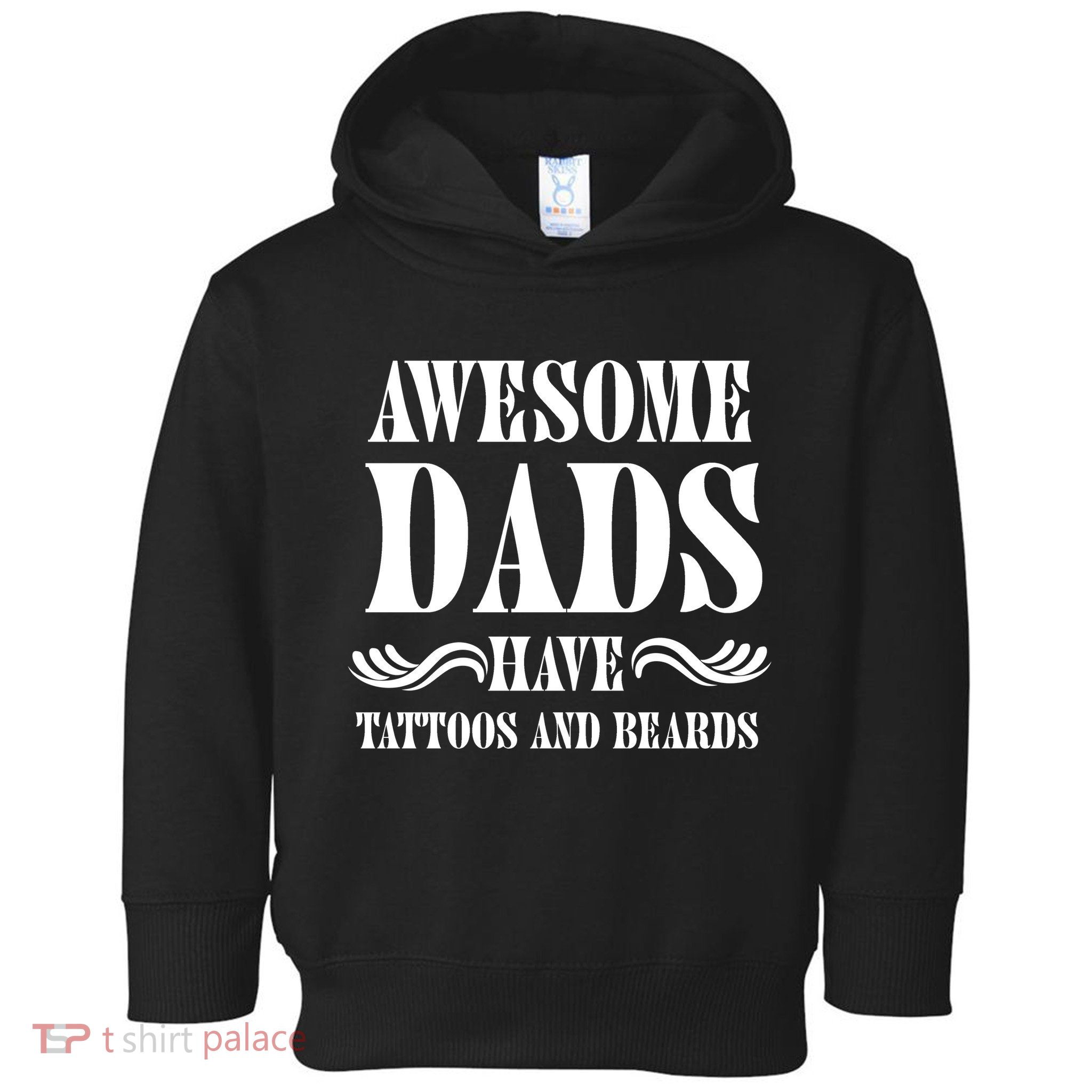 Awesome Dads Have Tattoos And Beards Funny Toddler Hoodie