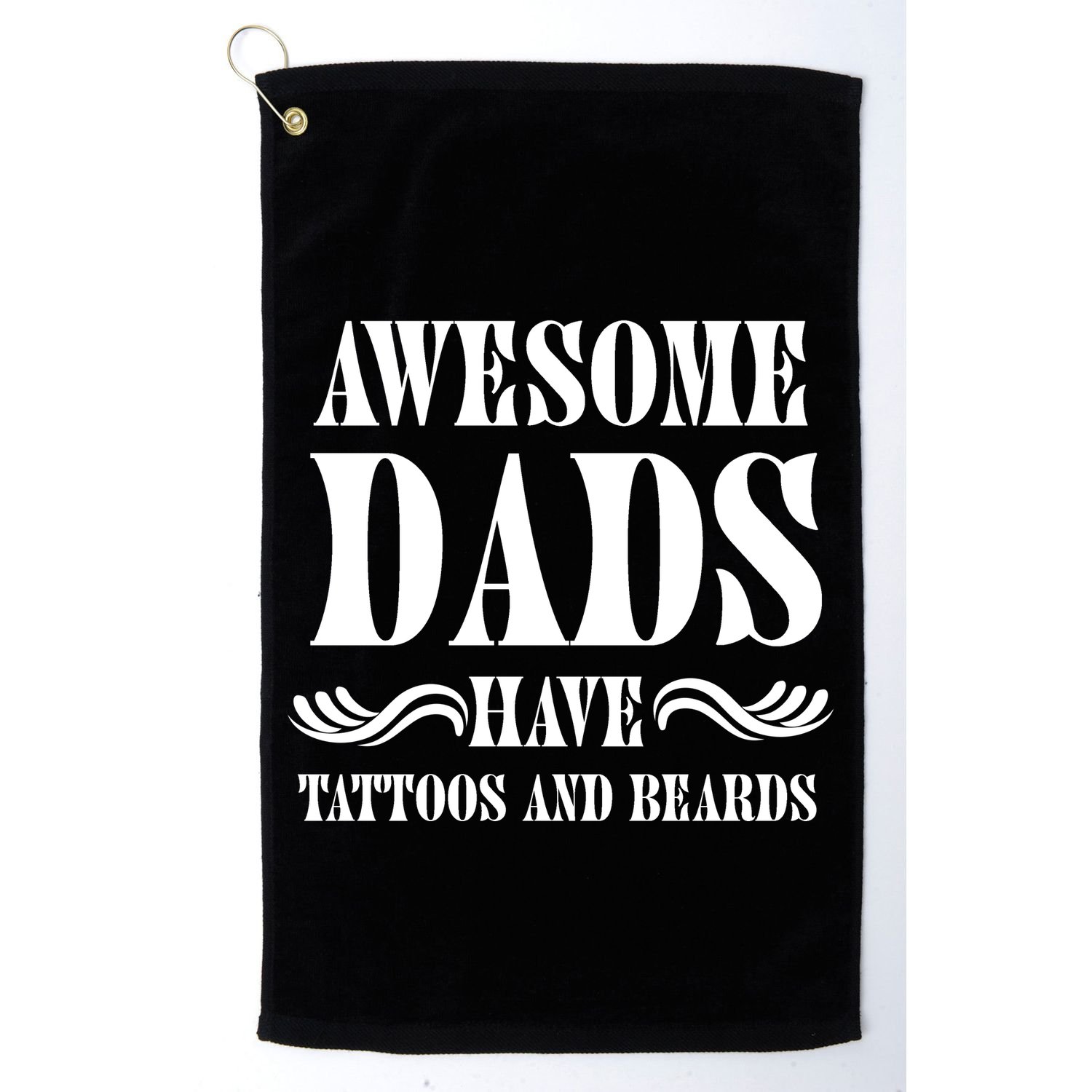 Awesome Dads Have Tattoos And Beards Funny Golf Towel