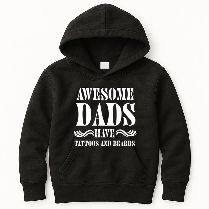 Awesome Dads Have Tattoos And Beards Funny Kids Hoodie