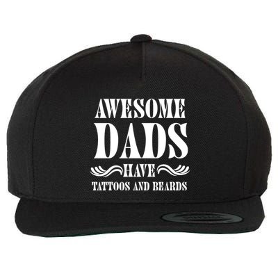 Awesome Dads Have Tattoos And Beards Funny Wool Snapback Cap