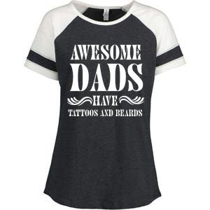 Awesome Dads Have Tattoos And Beards Funny Enza Ladies Jersey Colorblock Tee