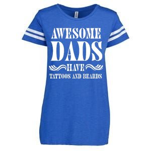 Awesome Dads Have Tattoos And Beards Funny Enza Ladies Jersey Football T-Shirt