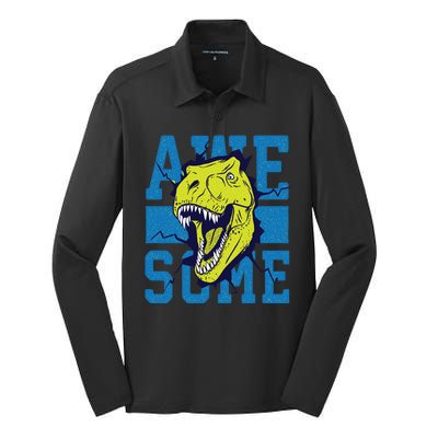 Awesome Dinosaur Cute Silk Touch Performance Long Sleeve Polo