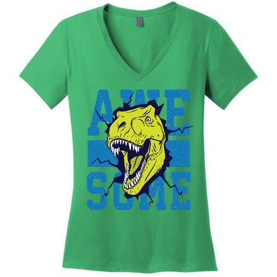 Awesome Dinosaur Cute Women's V-Neck T-Shirt