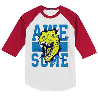 Awesome Dinosaur Cute Kids Colorblock Raglan Jersey