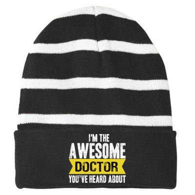 Awesome Doctor Striped Beanie with Solid Band