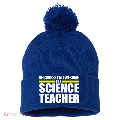 Awesome Science Teacher Pom Pom 12in Knit Beanie
