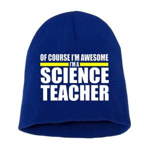 Awesome Science Teacher Short Acrylic Beanie