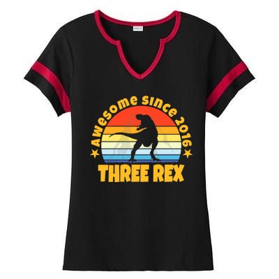 Awesome Since 2016 Three Rex Ladies Halftime Notch Neck Tee