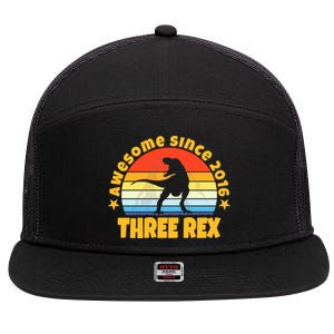 Awesome Since 2016 Three Rex 7 Panel Mesh Trucker Snapback Hat