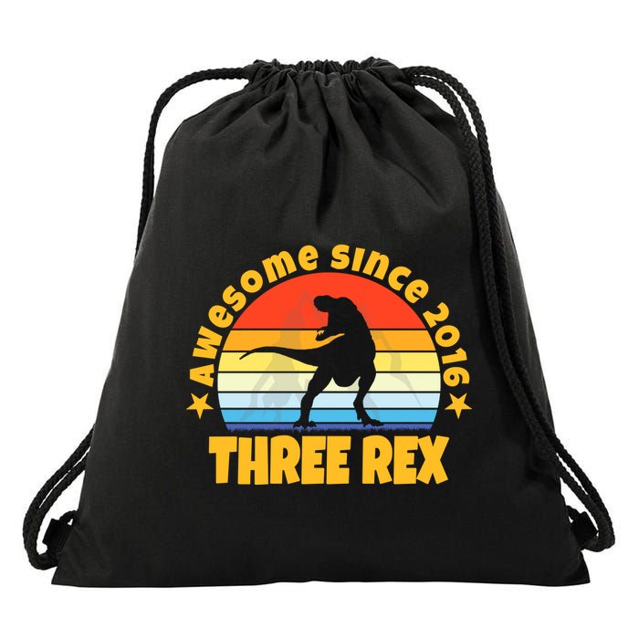 Awesome Since 2016 Three Rex Drawstring Bag