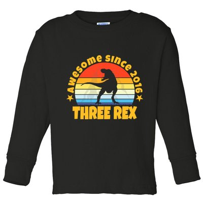 Awesome Since 2016 Three Rex Toddler Long Sleeve Shirt