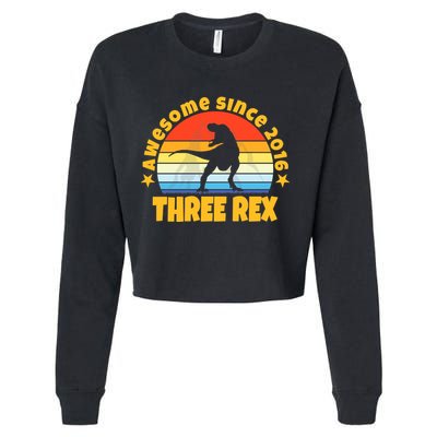 Awesome Since 2016 Three Rex Cropped Pullover Crew