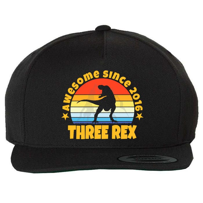 Awesome Since 2016 Three Rex Wool Snapback Cap