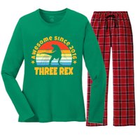 Awesome Since 2016 Three Rex Women's Long Sleeve Flannel Pajama Set 