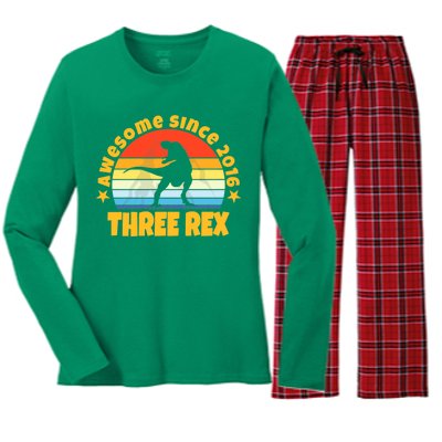 Awesome Since 2016 Three Rex Women's Long Sleeve Flannel Pajama Set 