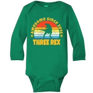 Awesome Since 2016 Three Rex Baby Long Sleeve Bodysuit