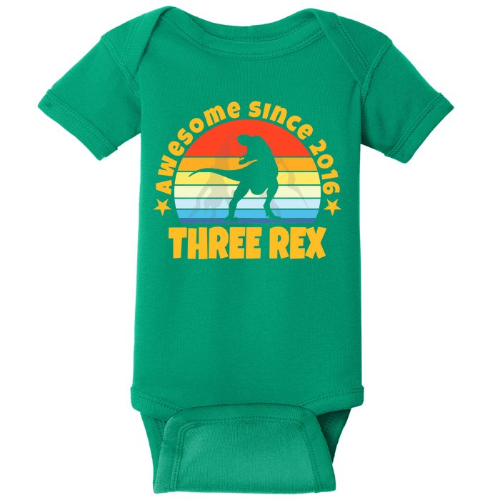 Awesome Since 2016 Three Rex Baby Bodysuit