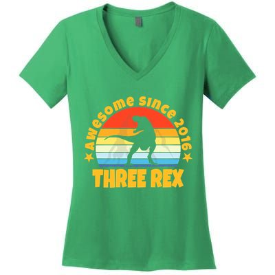 Awesome Since 2016 Three Rex Women's V-Neck T-Shirt
