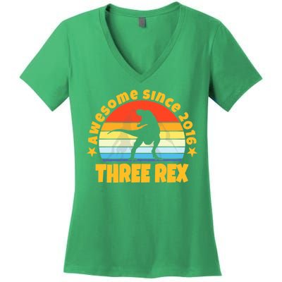 Awesome Since 2016 Three Rex Women's V-Neck T-Shirt