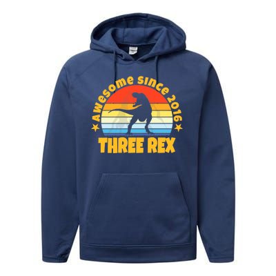 Awesome Since 2016 Three Rex Performance Fleece Hoodie