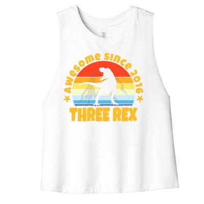 Awesome Since 2016 Three Rex Women's Racerback Cropped Tank