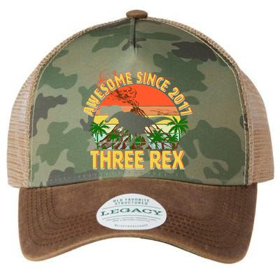 Awesome Since 2017 Tree Rex 3rd Birthday Legacy Tie Dye Trucker Hat