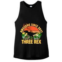 Awesome Since 2017 Tree Rex 3rd Birthday Ladies PosiCharge Tri-Blend Wicking Tank