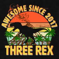 Awesome Since 2017 Tree Rex 3rd Birthday Ladies PosiCharge Tri-Blend Wicking Tank