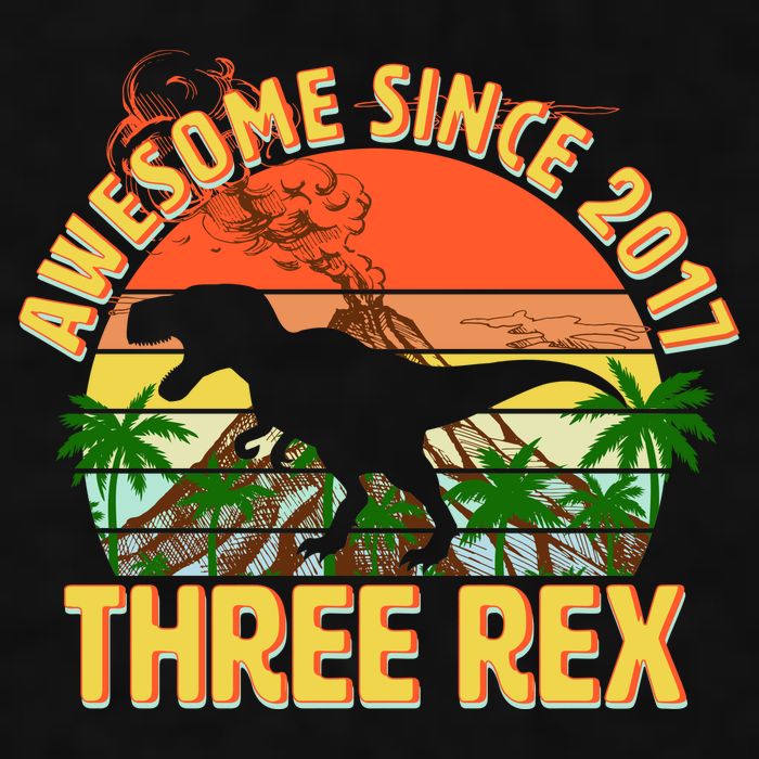 Awesome Since 2017 Tree Rex 3rd Birthday Ladies PosiCharge Tri-Blend Wicking Tank
