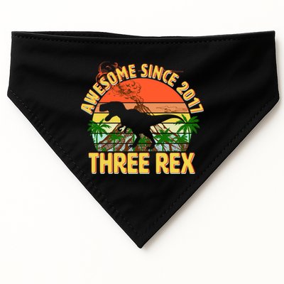 Awesome Since 2017 Tree Rex 3rd Birthday USA-Made Doggie Bandana