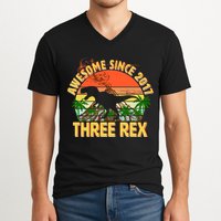 Awesome Since 2017 Tree Rex 3rd Birthday V-Neck T-Shirt