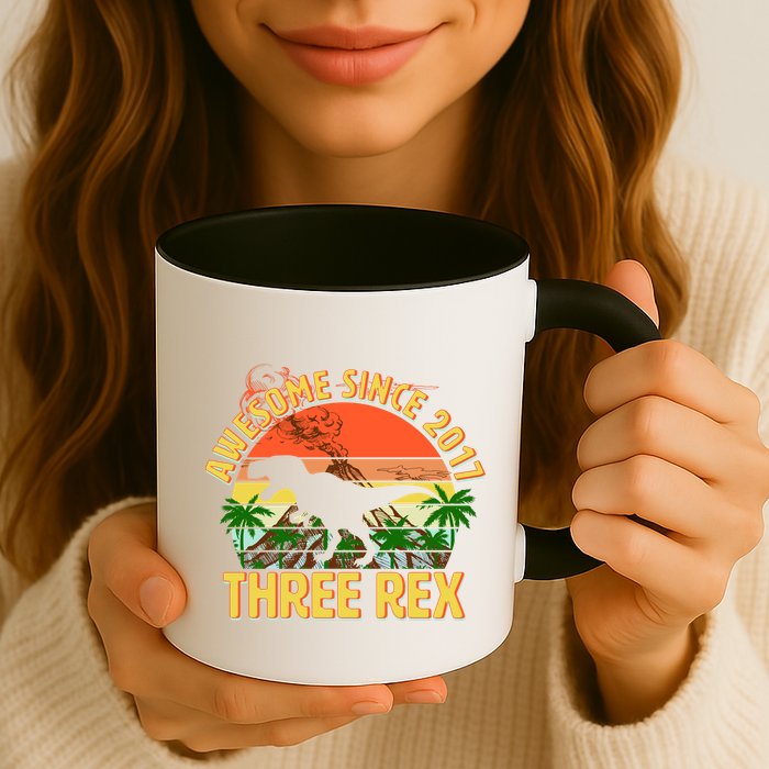Awesome Since 2017 Tree Rex 3rd Birthday Mug