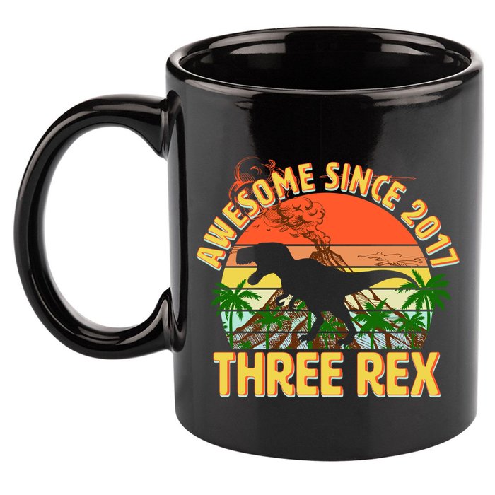 Awesome Since 2017 Tree Rex 3rd Birthday 11oz C Handle Ceramic Mug
