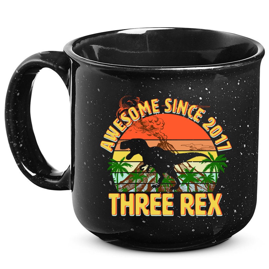 Awesome Since 2017 Tree Rex 3rd Birthday 15oz Campfire Ceramic Mug