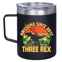 Awesome Since 2017 Tree Rex 3rd Birthday 12oz Stainless Steel Coffee Mug