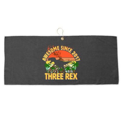 Awesome Since 2017 Tree Rex 3rd Birthday Large Microfiber Waffle Golf Towel