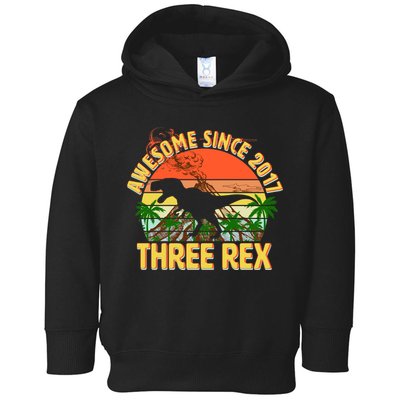 Awesome Since 2017 Tree Rex 3rd Birthday Toddler Hoodie