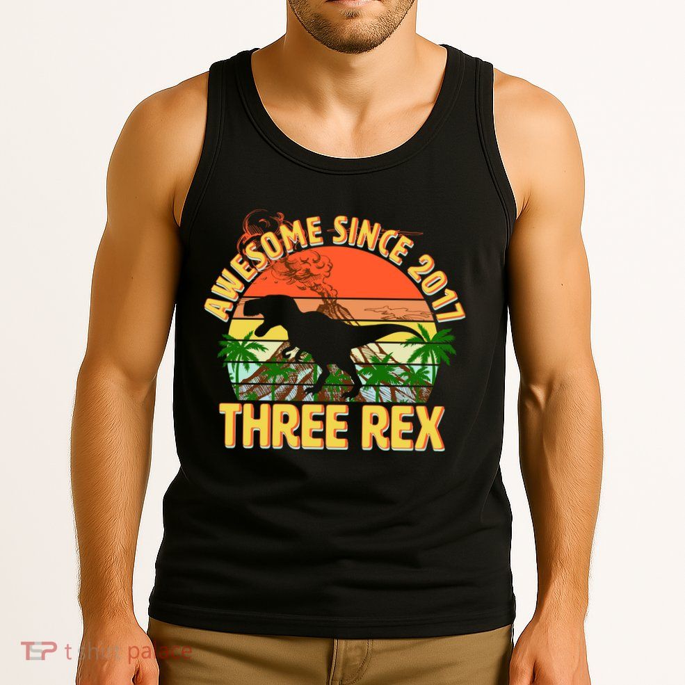 Awesome Since 2017 Tree Rex 3rd Birthday Tank Top