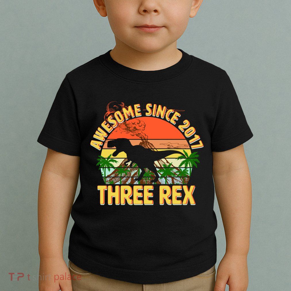 Awesome Since 2017 Tree Rex 3rd Birthday Toddler T-Shirt