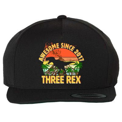 Awesome Since 2017 Tree Rex 3rd Birthday Wool Snapback Cap