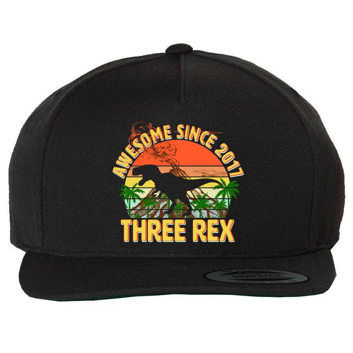 Awesome Since 2017 Tree Rex 3rd Birthday Wool Snapback Cap